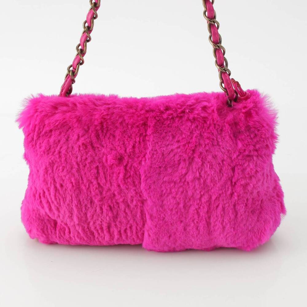 Chanel Lapin Rabbit Fur Coco Mark Chain Shoulder Bag Vivid Pink - Picture 4 of 10